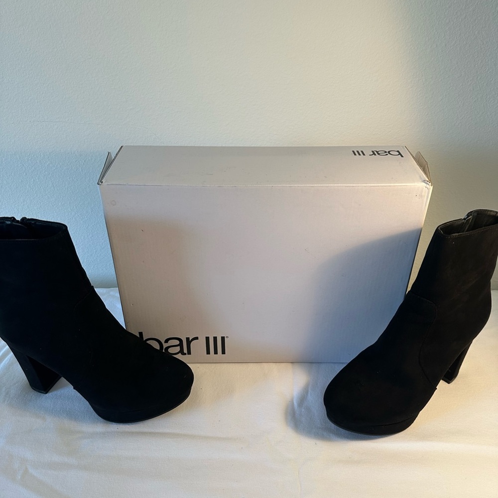 Bar III Women's Black Ankle Boots 4 1/2 inches tall